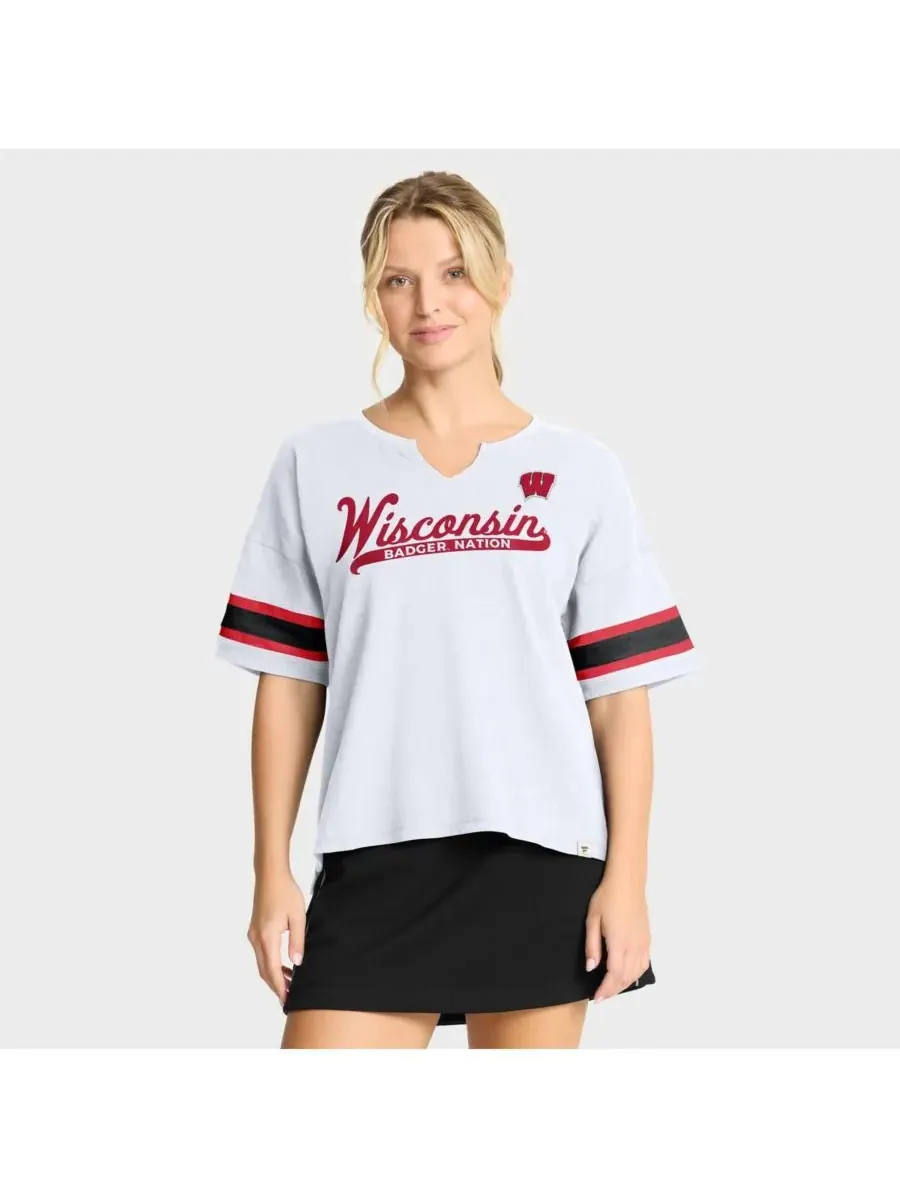 Fanatics Женская белая футболка Wisconsin Badgers Hometown Premium Script