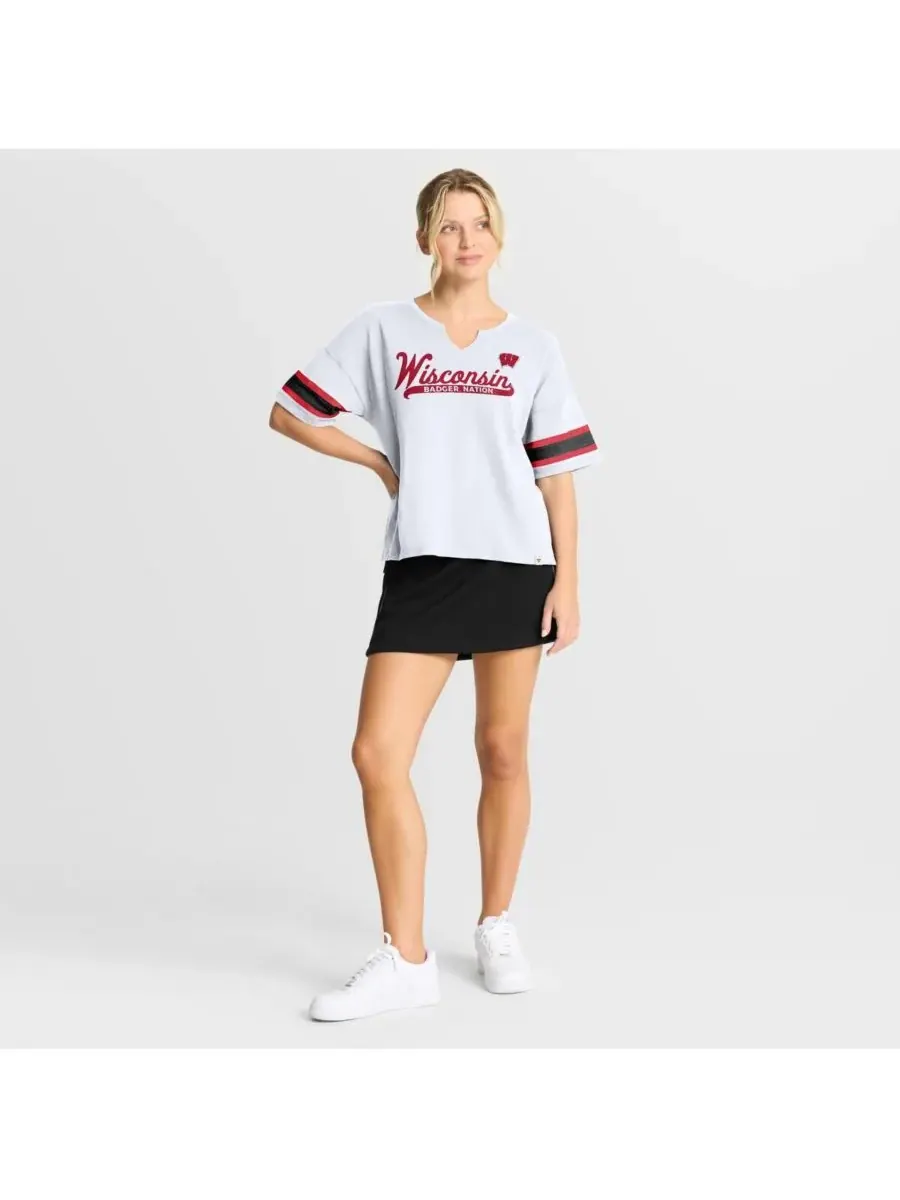 Fanatics Женская белая футболка Wisconsin Badgers Hometown Premium Script — изображение 3 из 5, белый