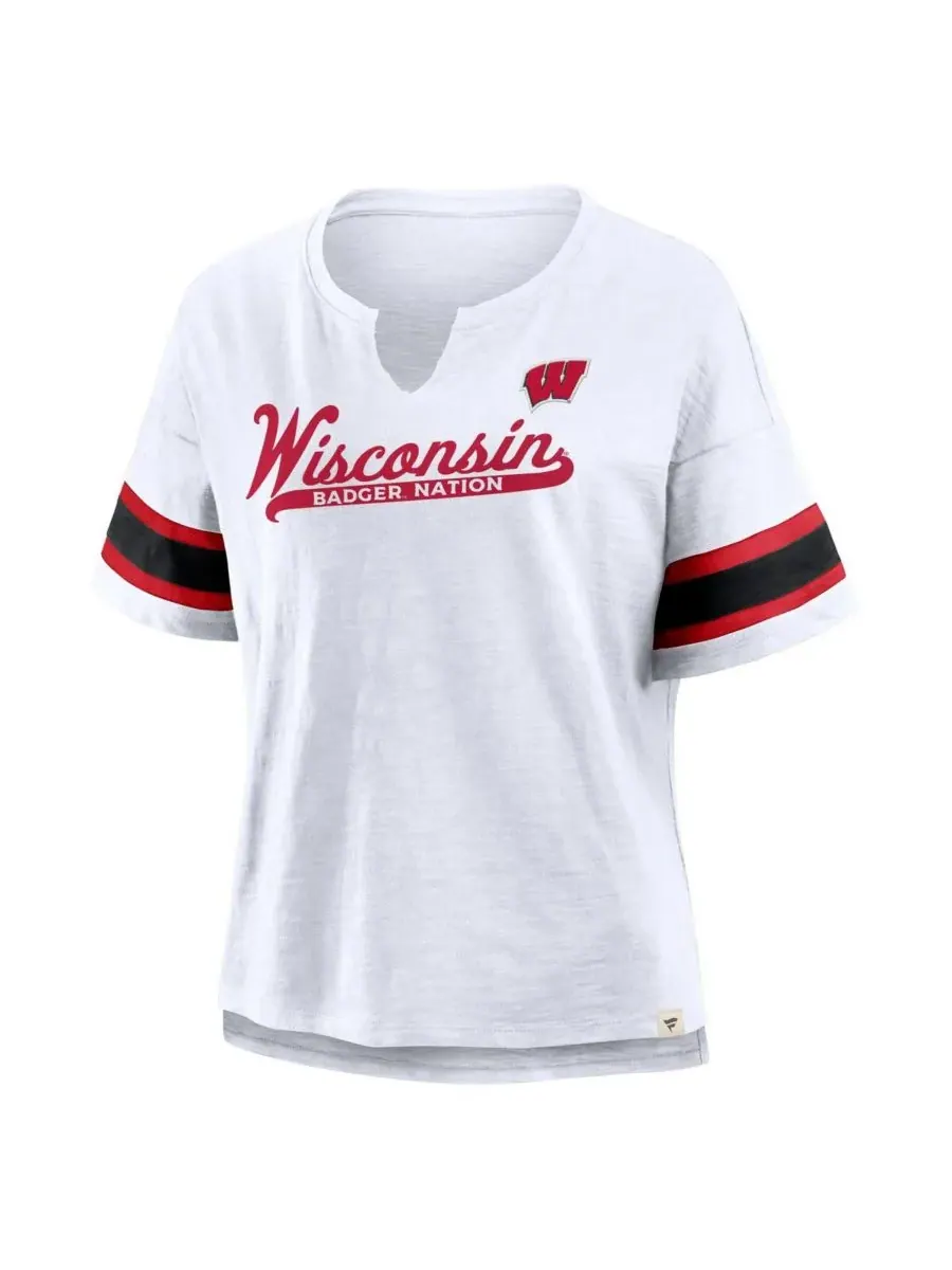 Fanatics Женская белая футболка Wisconsin Badgers Hometown Premium Script — изображение 4 из 5, белый