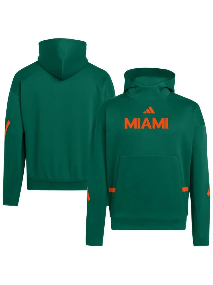 Adidas Мужская зеленая толстовка с капюшоном Miami Hurricanes ZNE