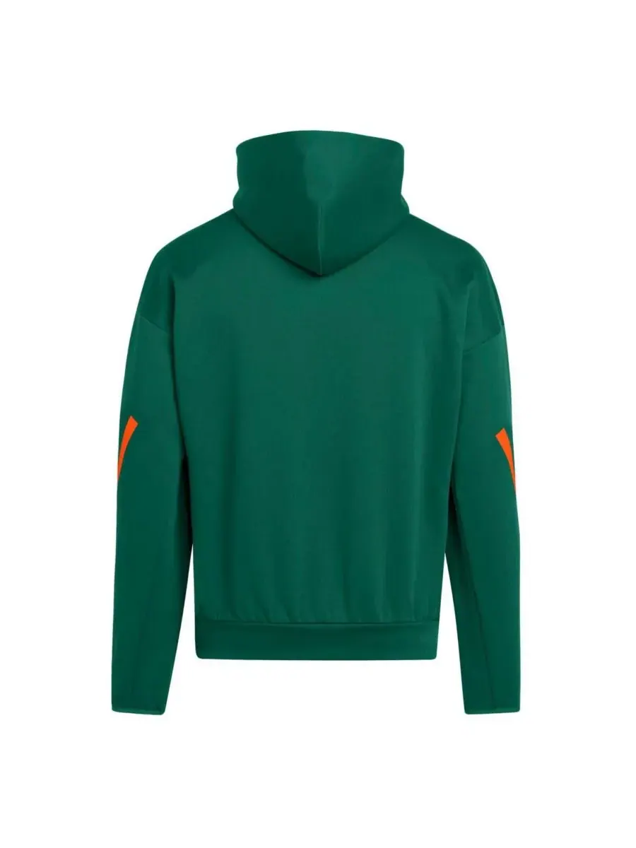 Adidas Мужская зеленая толстовка с капюшоном Miami Hurricanes ZNE — изображение 3 из 3, зеленый