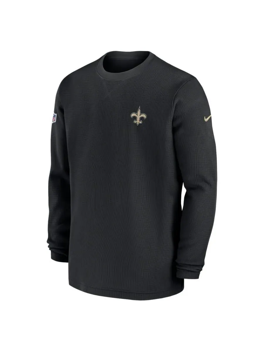 Nike Мужская черная футболка с длинным рукавом New Orleans Saints 2023 Sideline Throwback Heavy — изображение 3 из 3, черный