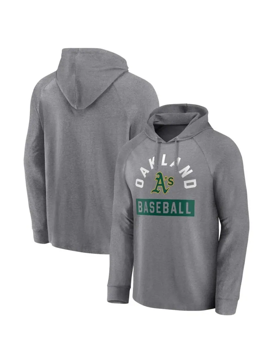 Fanatics Мужская серая толстовка с капюшоном Oakland Athletics No Time Off с рукавами реглан