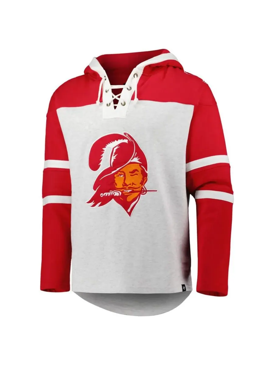 '47 Brand Мужская толстовка с капюшоном на шнуровке с историческим логотипом Tampa Bay Buccaneers — изображение 2 из 4, серый