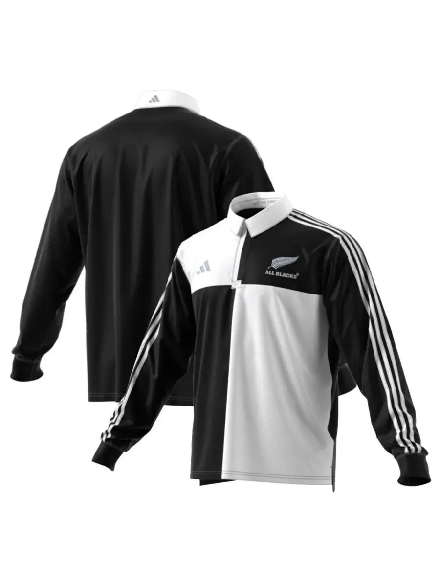 Adidas Мужская черная поло-рубашка с длинным рукавом, посвященная новозеландскому регби, сезон