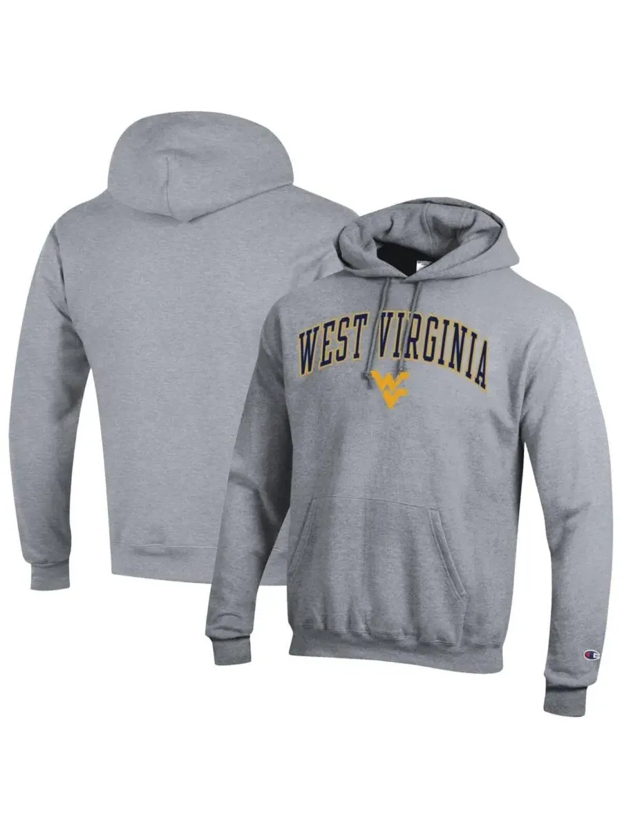 Champion Мужская толстовка с капюшоном серого цвета с арочным логотипом команды West Virginia