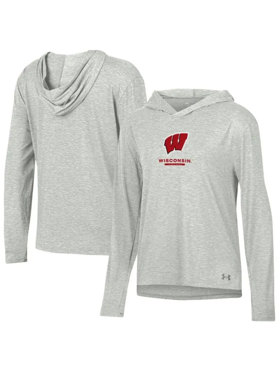 Under Armour Женская толстовка с длинными рукавами и принтом "Wisconsin Badgers" из смесовой ткани