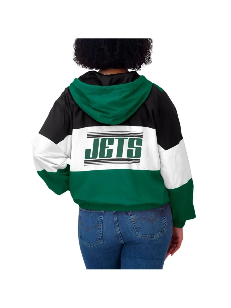 WEAR by Erin Andrews Женская зеленая ветровка на молнии с цветными блоками в стиле New York Jets — изображение 3 из 5