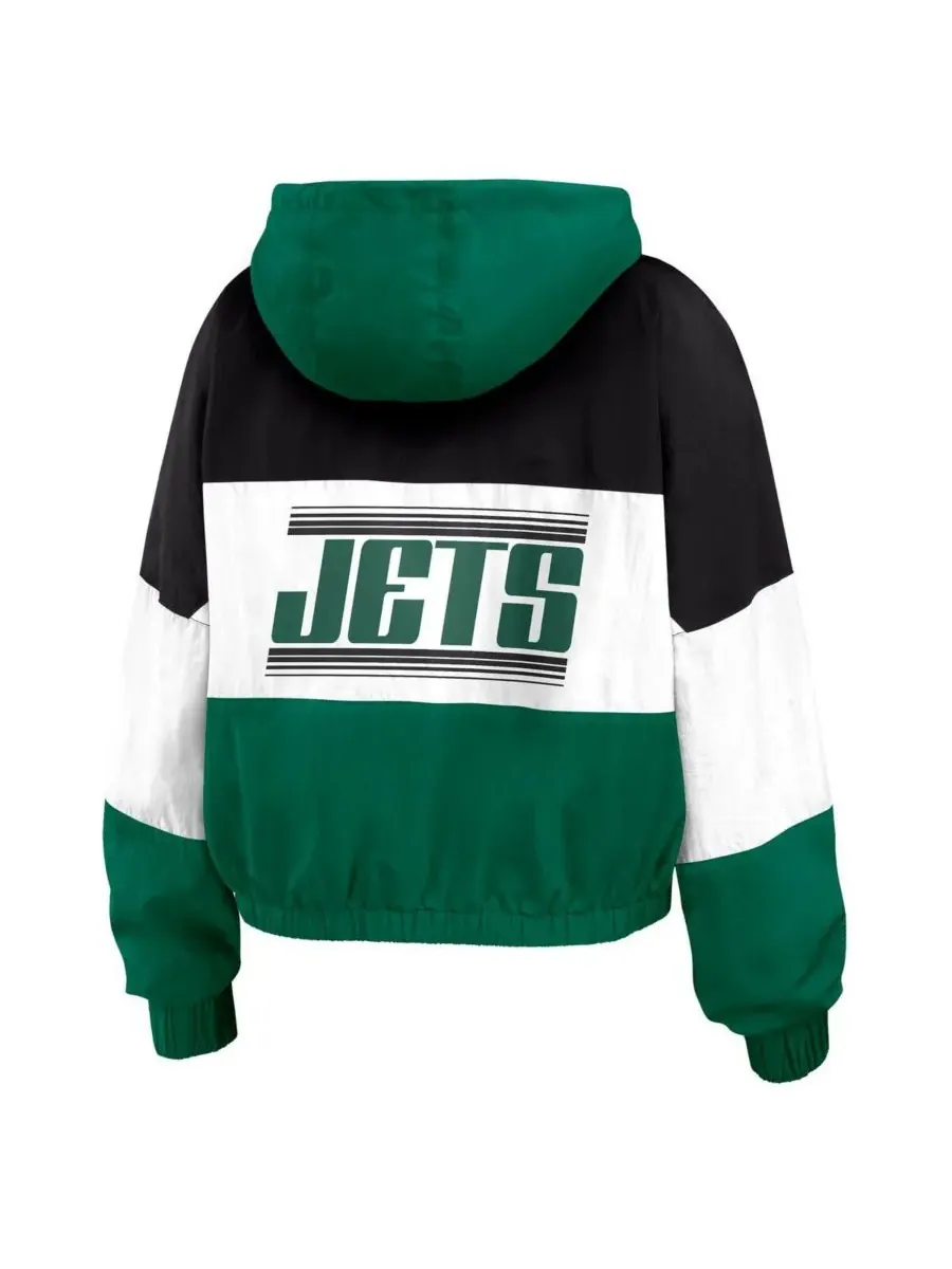 WEAR by Erin Andrews Женская зеленая ветровка на молнии с цветными блоками в стиле New York Jets — изображение 4 из 5