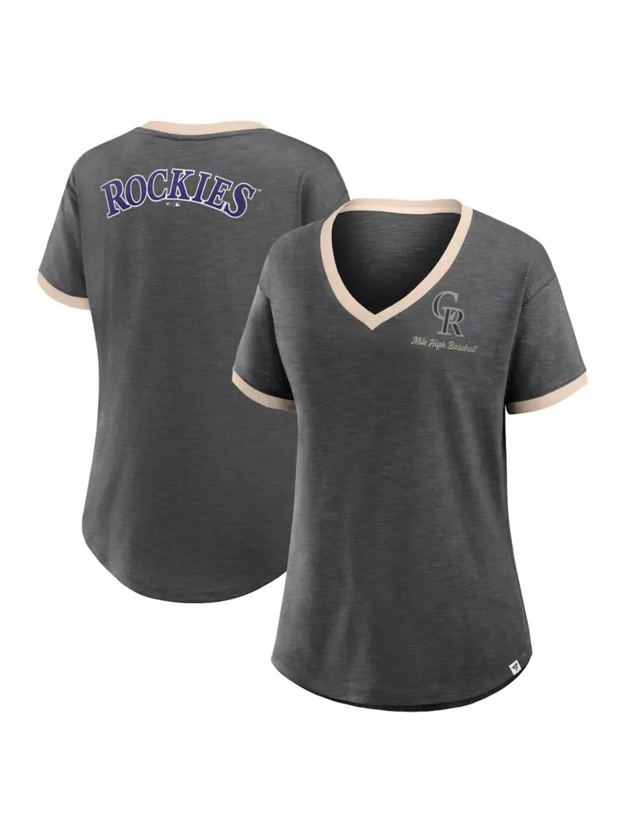 Fanatics Женская черная футболка с V-образным вырезом Colorado Rockies Binge Worthy Stadium Slub