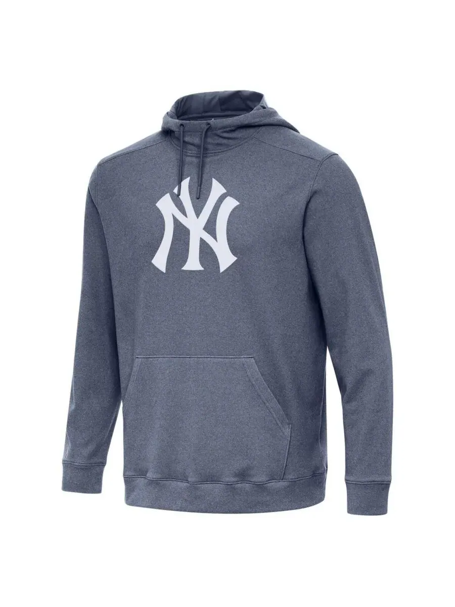Antigua Мужская толстовка с капюшоном New York Yankees Cloud цвета «серый меланж» темно-синего цвета