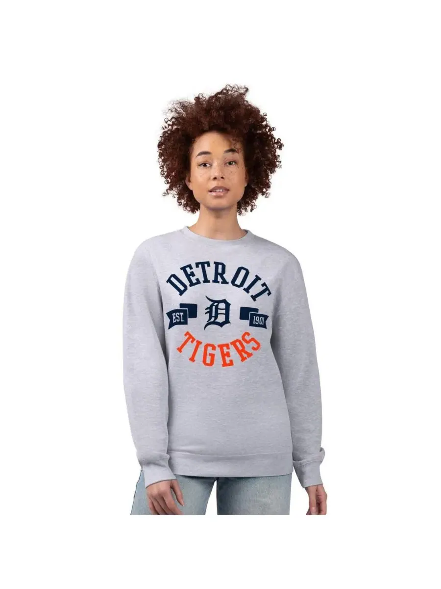 G-III 4Her by Carl Banks Женская флисовая толстовка серого цвета с логотипом команды Detroit Tigers