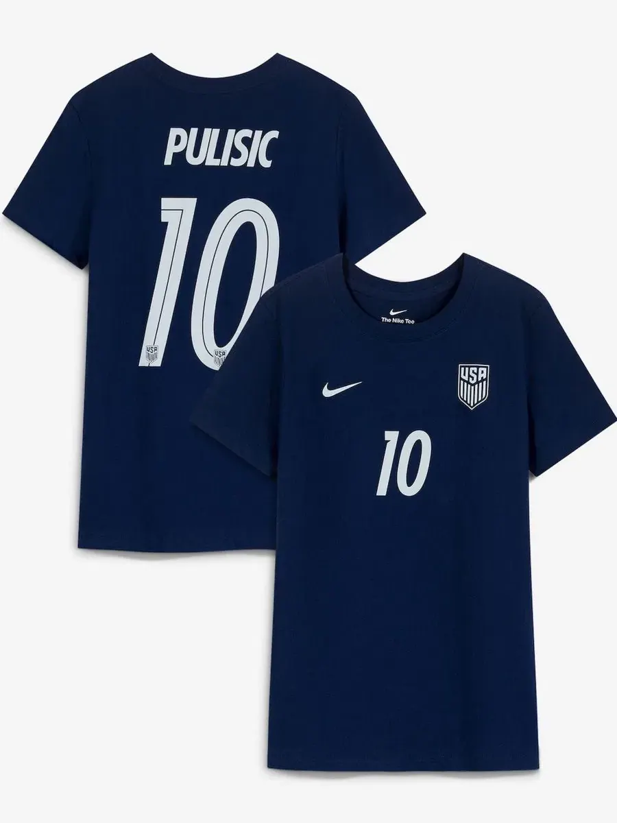 Футболка с именем и номером Christian Pulisic Navy USMNT Away Name & Number T-Shirt Nike