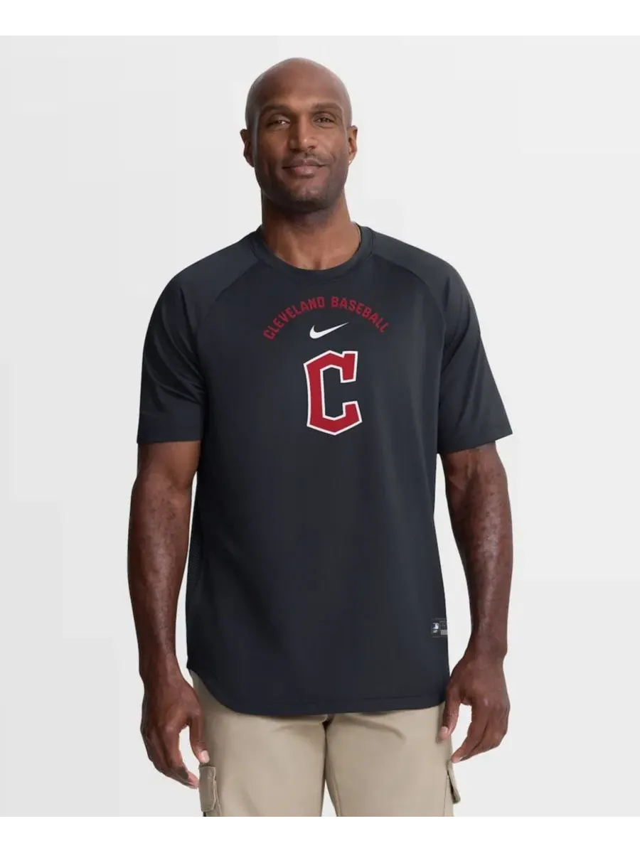 Бейсбольный топ Nike с регланом, коллекция Authentic Collection, Cleveland Guardians
