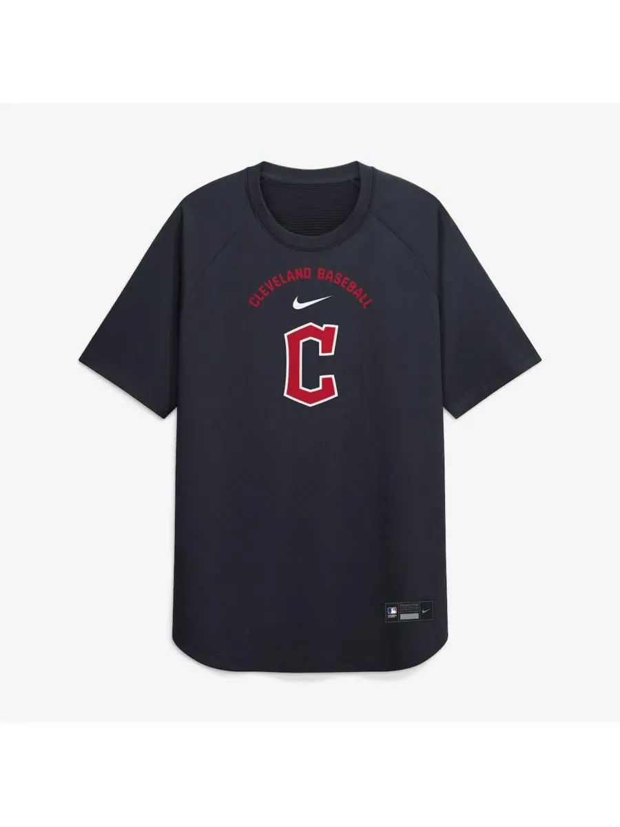 Бейсбольный топ Nike с регланом, коллекция Authentic Collection, Cleveland Guardians — изображение 2 из 5, темно-синий