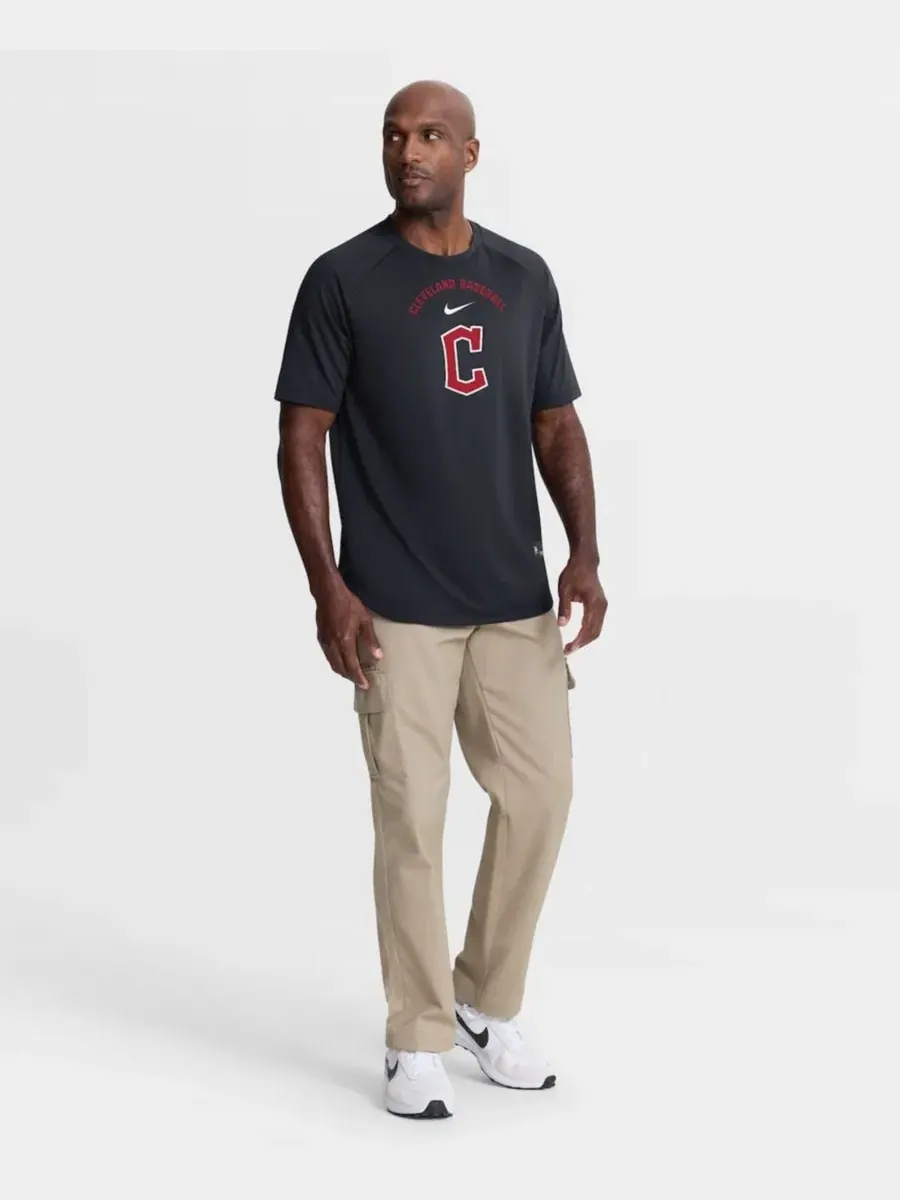 Бейсбольный топ Nike с регланом, коллекция Authentic Collection, Cleveland Guardians — изображение 5 из 5, темно-синий