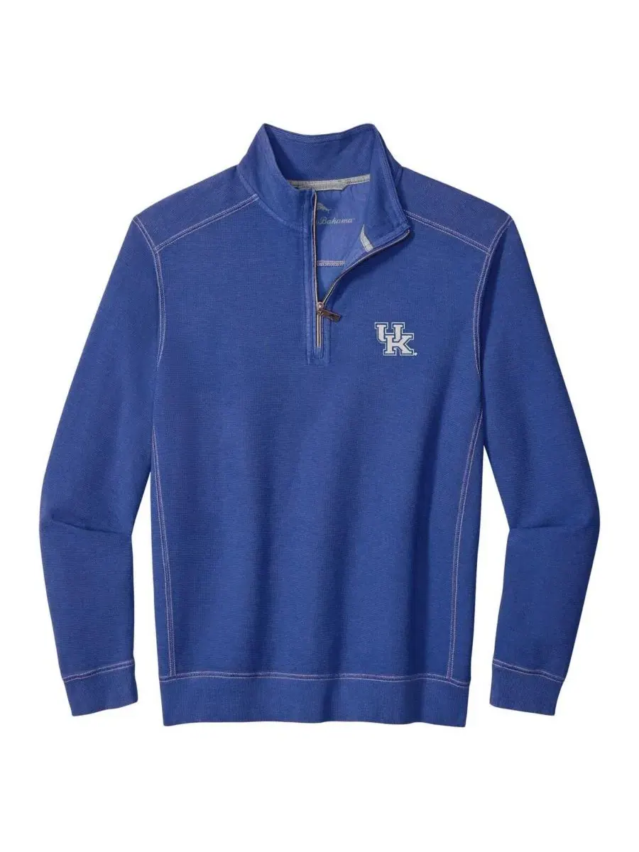 Мужская куртка-полузип с вышивкой логотипа Kentucky Wildcats Tommy Bahama — изображение 3 из 3, королевский