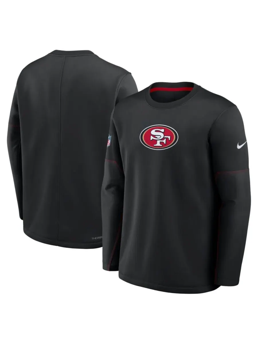 Мужской свитшот с принтом San Francisco 49ers Sideline Coaches Team Present Midweight Therma-FIT