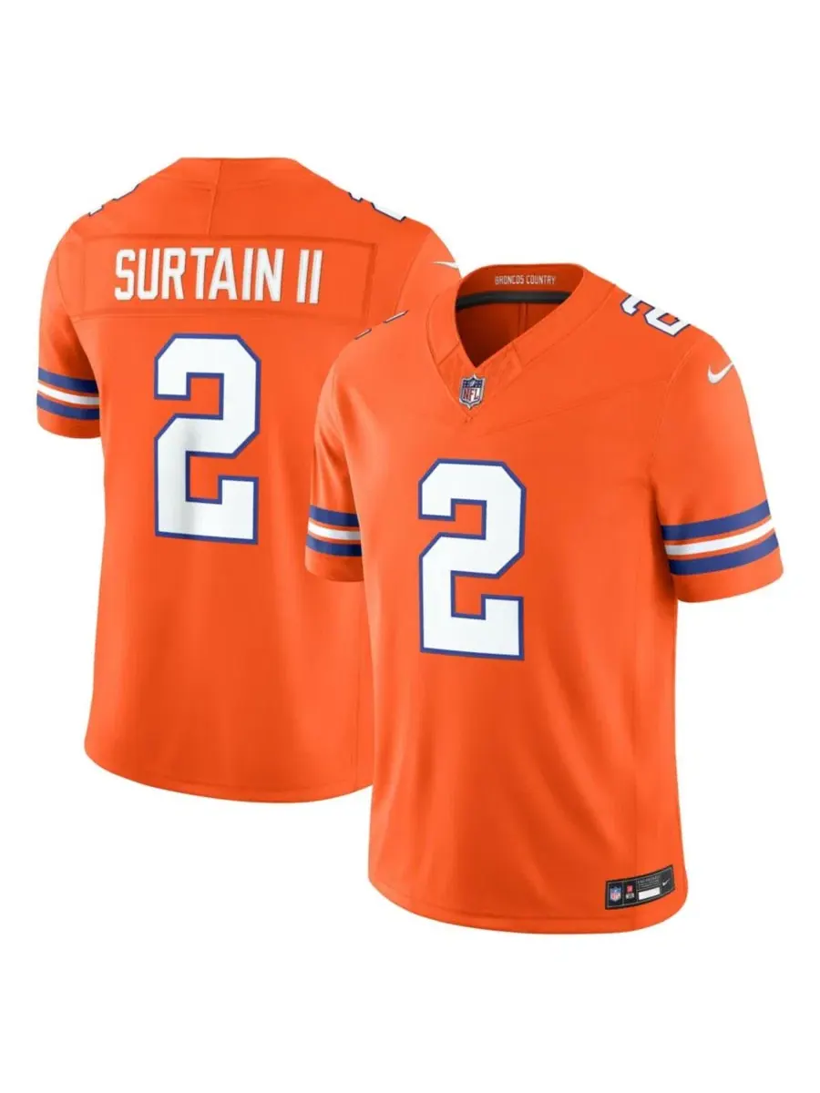 Мужская футболка Pat Surtain II Denver Broncos Alternate Mile High Collection 1977 Throwback Vapor