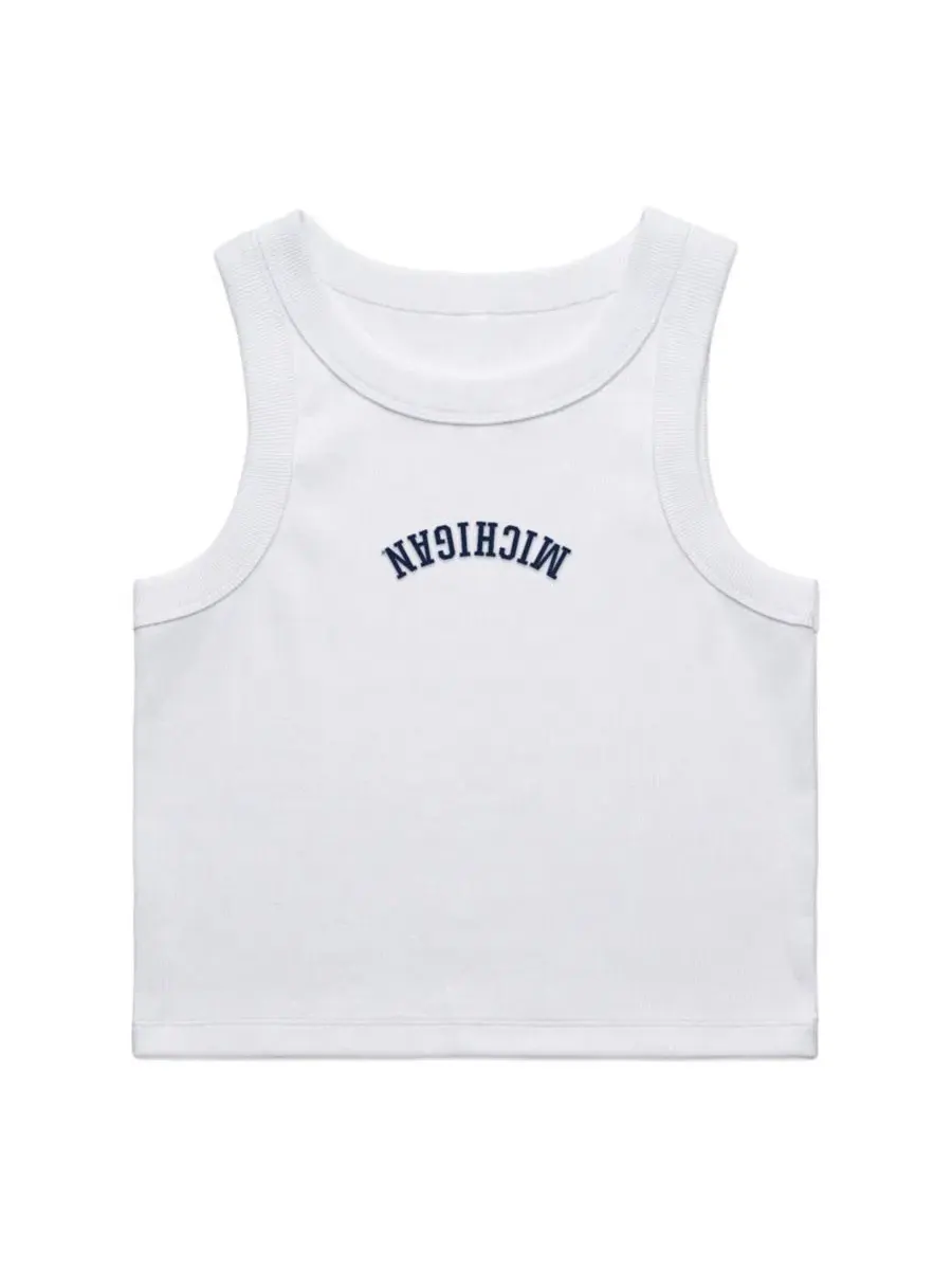 Топ-майка с вышивкой Michigan Wolverines Upside Down Embroidery Uscape Apparel — изображение 2 из 2, белый
