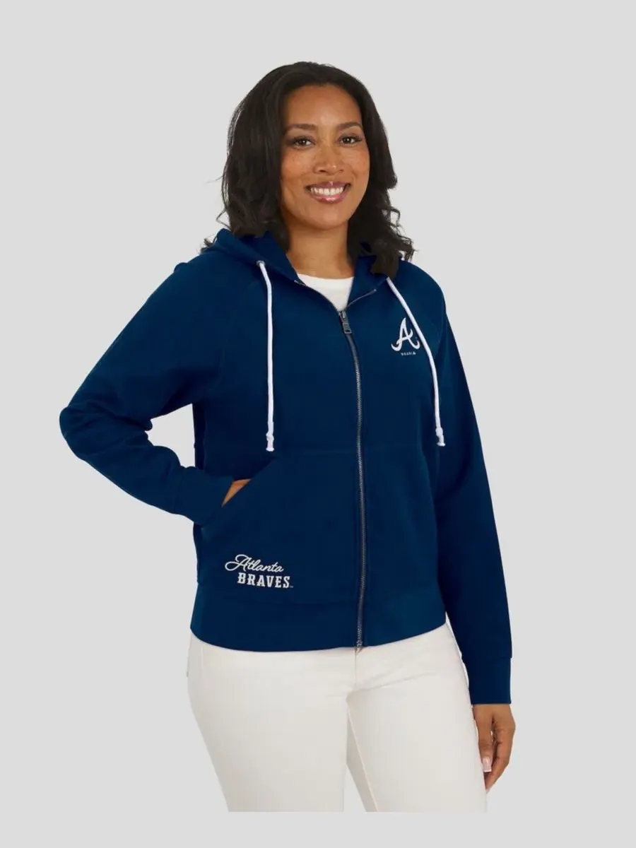 Женская худи с принтом Vintage Full-Zip Raglan WEAR by Erin Andrews — изображение 4 из 5, темно-синий
