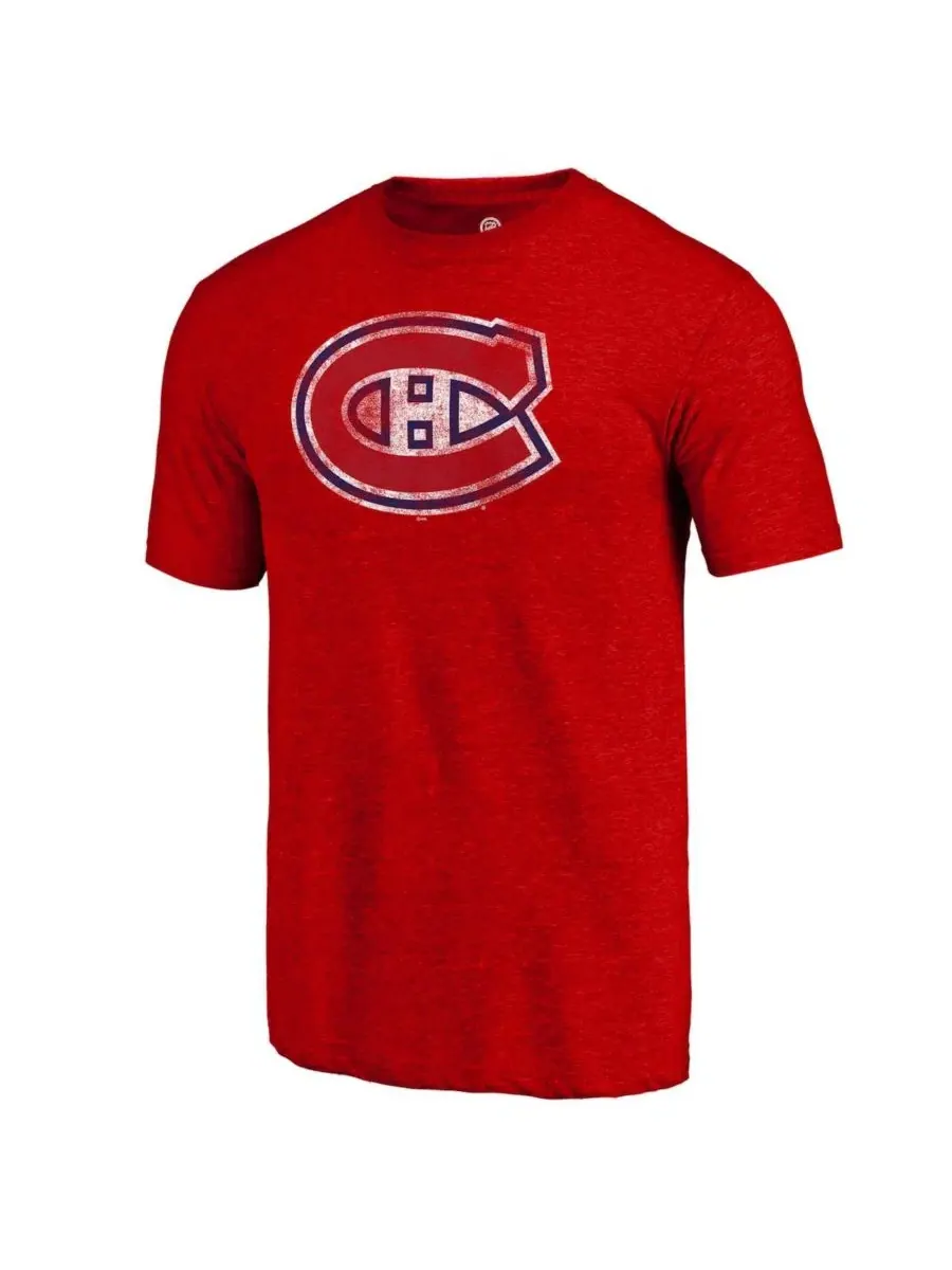 Футболка с принтом Montreal Canadiens, Distressed Tri-Blend Fanatics Mto Label — изображение 3 из 3, красный