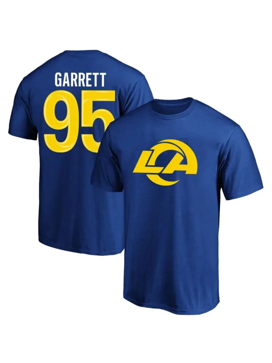 Футболка с именем и номером игрока Myles Garrett Royal Los Angeles Rams Big & Tall Fanatics