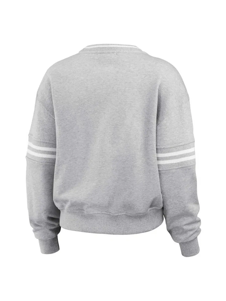 Женский укороченный свитшот с контрастными полосами, модель Cropped Pullover WEAR by Erin Andrews — изображение 3 из 4, серый