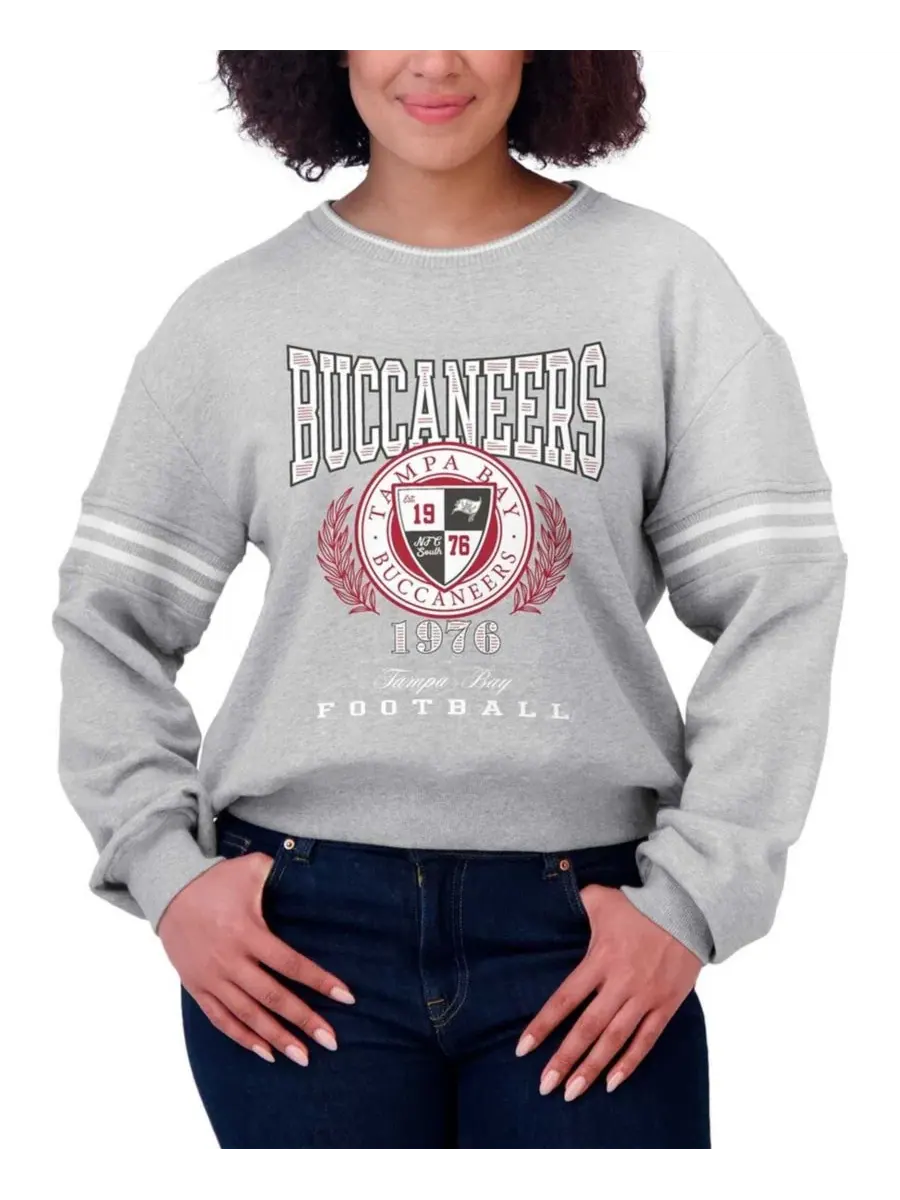 Женский укороченный свитшот с контрастными полосами, модель Cropped Pullover WEAR by Erin Andrews — изображение 4 из 4, серый
