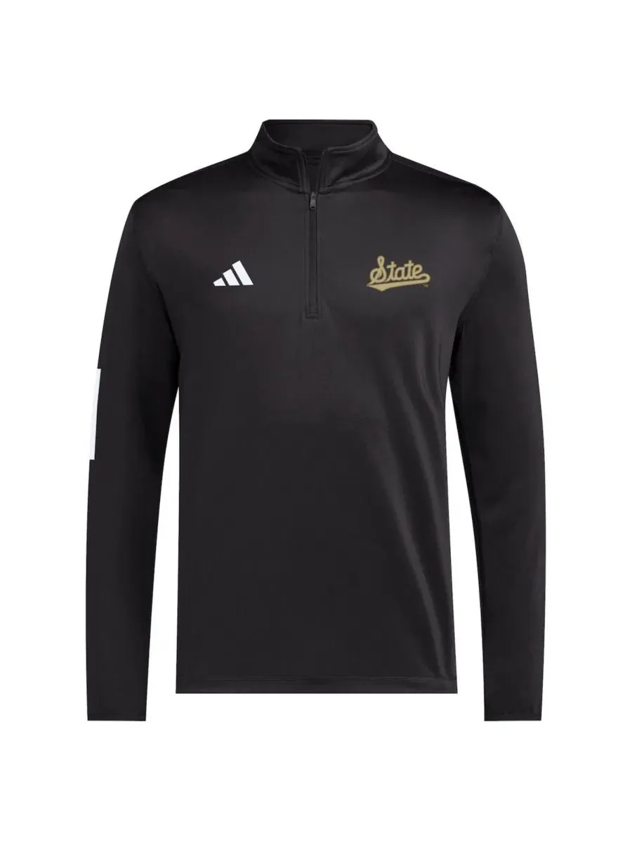 Ветровка для гольфа с половинной молнией Mississippi State Bulldogs adidas — изображение 2 из 3, черный