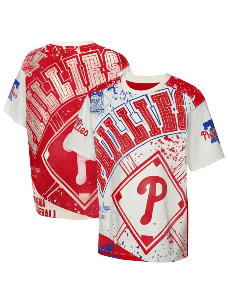 Футболка с принтом Philadelphia Phillies Big League Top Player Bold All-Over-Print Outerstuff