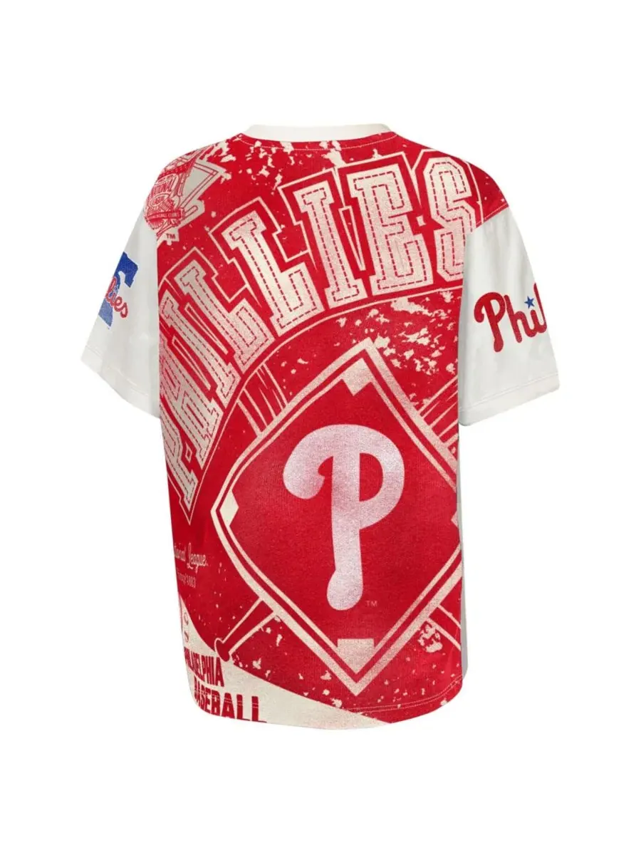 Футболка с принтом Philadelphia Phillies Big League Top Player Bold All-Over-Print Outerstuff — изображение 2 из 3, бежевый