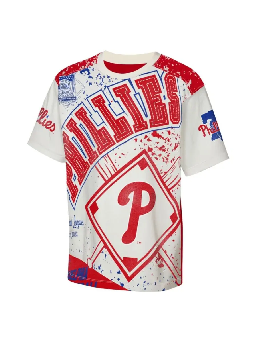 Футболка с принтом Philadelphia Phillies Big League Top Player Bold All-Over-Print Outerstuff — изображение 3 из 3, бежевый