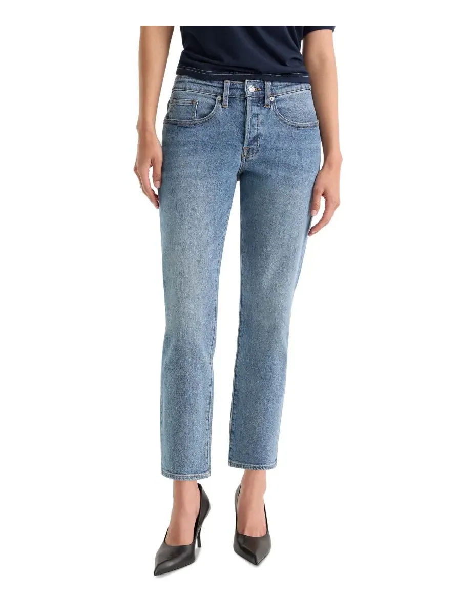 Джинсы прямого кроя с заниженной талией Vintage Mid-Rise Straight-Leg Ankle Jeans Good American