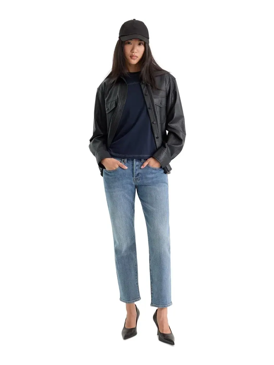Джинсы прямого кроя с заниженной талией Vintage Mid-Rise Straight-Leg Ankle Jeans Good American — изображение 2 из 5