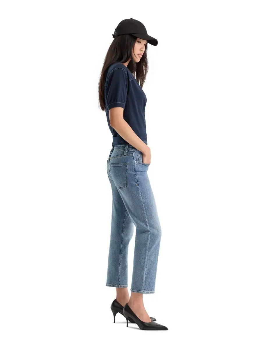 Джинсы прямого кроя с заниженной талией Vintage Mid-Rise Straight-Leg Ankle Jeans Good American — изображение 3 из 5