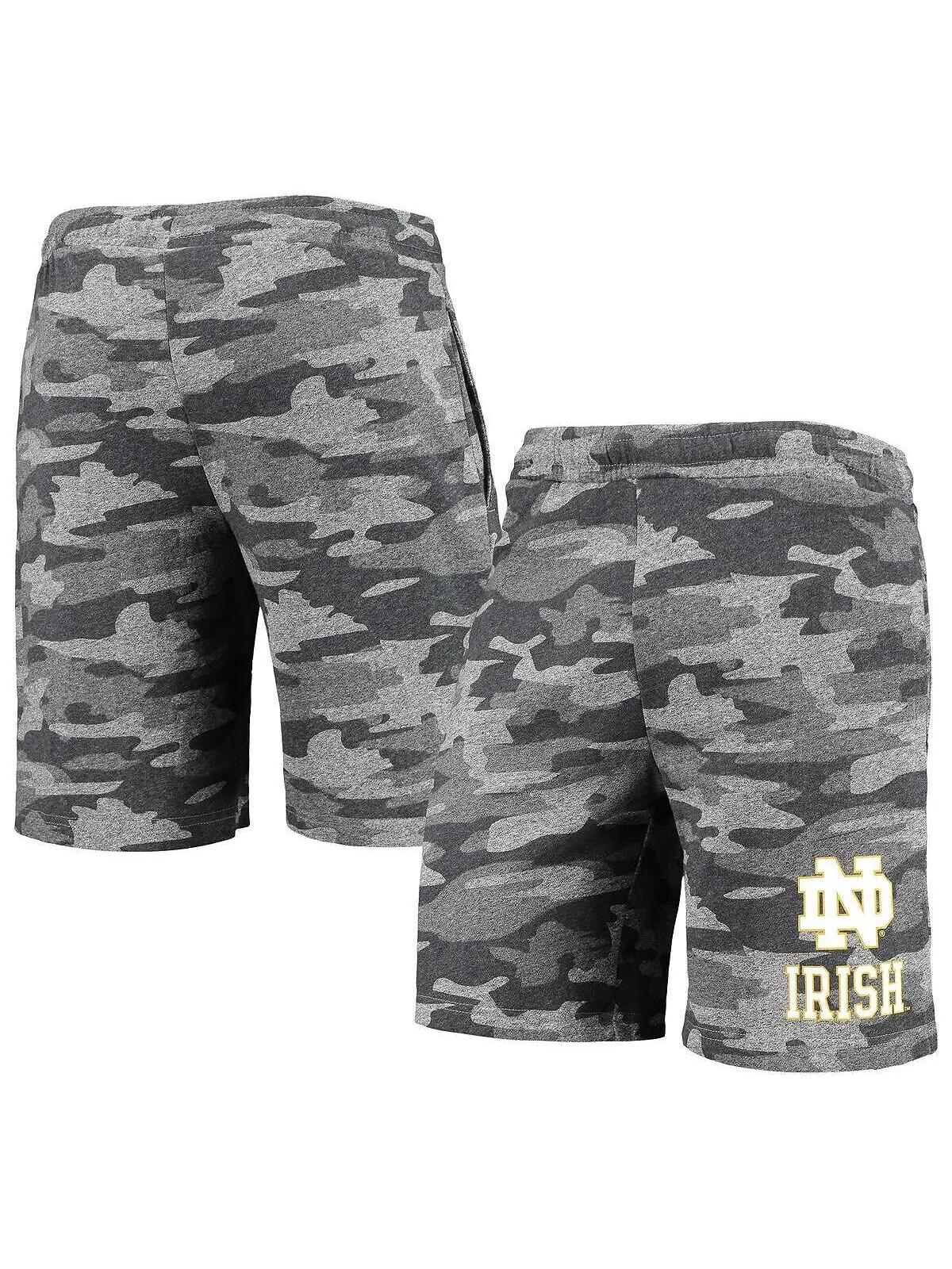 Мужские темно-серые шорты Notre Dame Fighting Irish Camo Backup Terry Jam Lounge Shorts Concepts