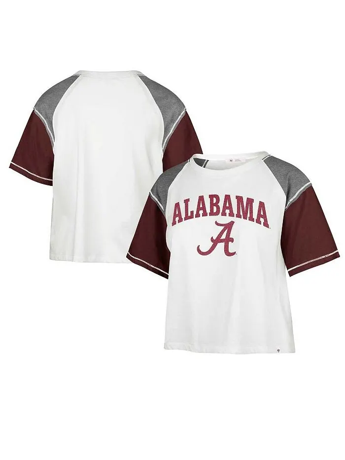 Женская белая укороченная футболка с эффектом потертости Alabama Crimson Tide Serenity Gia '47 Brand