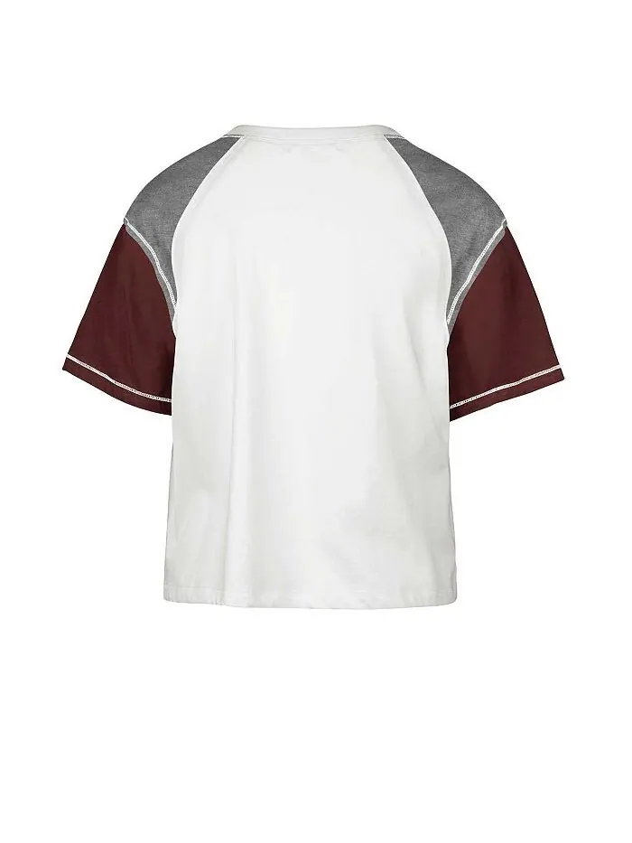 Женская белая укороченная футболка с эффектом потертости Alabama Crimson Tide Serenity Gia '47 Brand — изображение 2 из 3