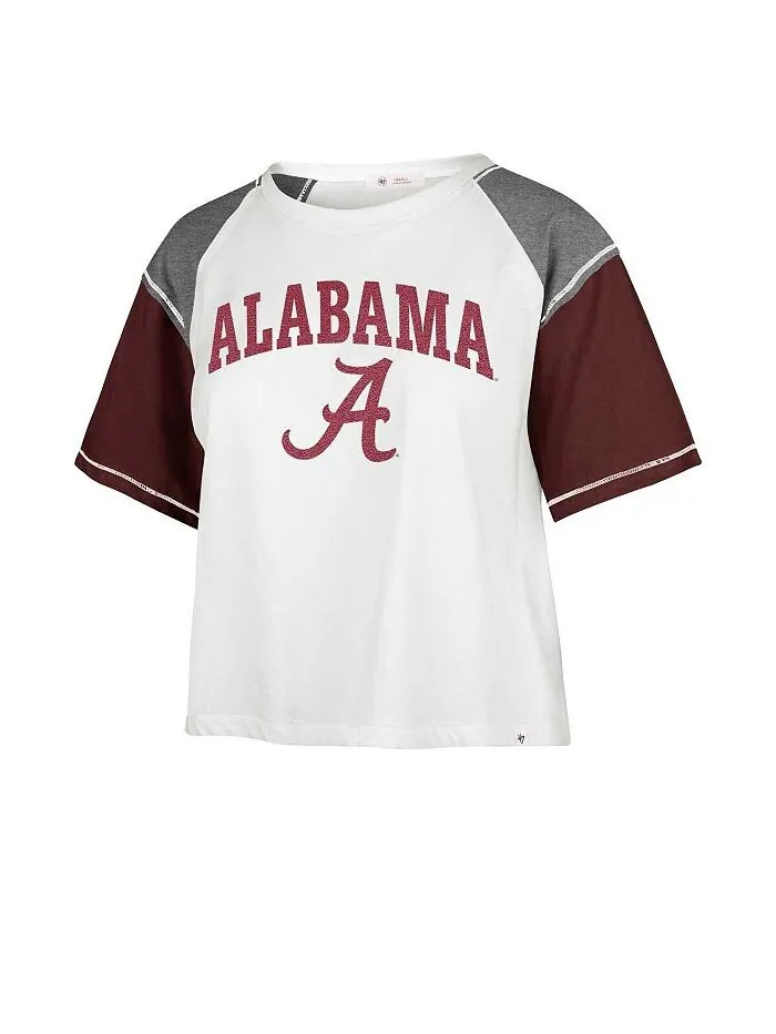 Женская белая укороченная футболка с эффектом потертости Alabama Crimson Tide Serenity Gia '47 Brand — изображение 3 из 3