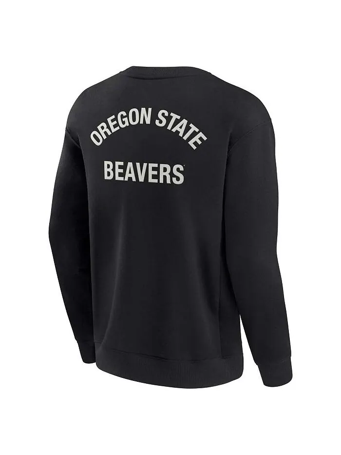Мужской и женский супермягкий пуловер черного цвета Oregon State Beavers, свитшот с круглым вырезом — изображение 2 из 3