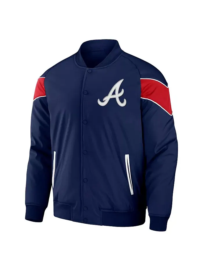 Мужская бейсбольная куртка на молнии Darius Rucker Collection by Navy Atlanta Braves с регланными — изображение 2 из 3