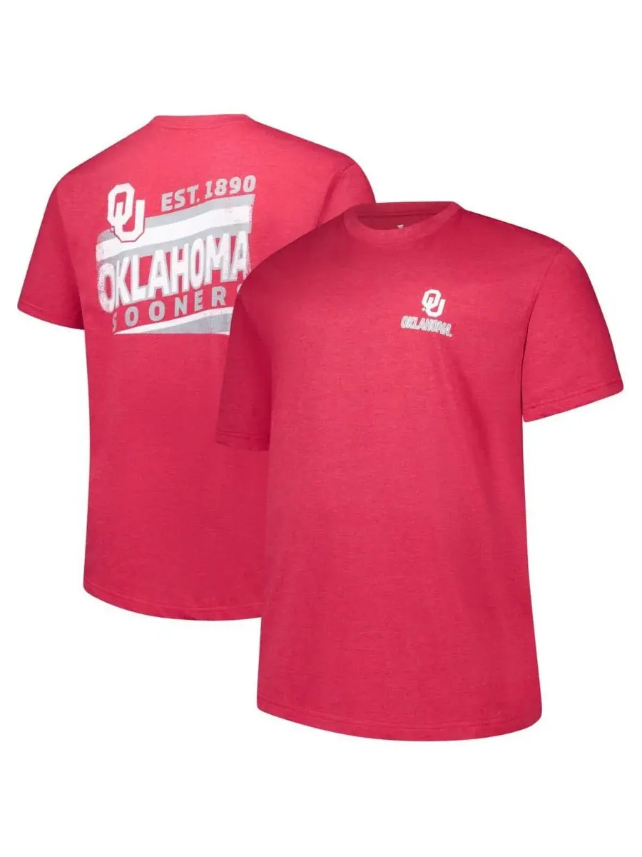 Fanatics Мужская футболка "Crimson Oklahoma Sooners" большого размера, выцветшая