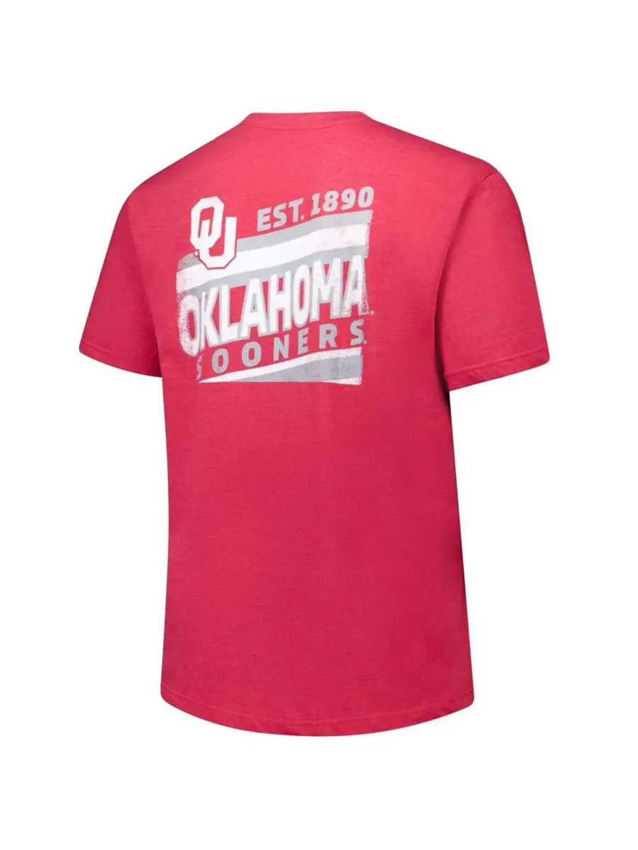 Fanatics Мужская футболка "Crimson Oklahoma Sooners" большого размера, выцветшая — изображение 2 из 3, красный