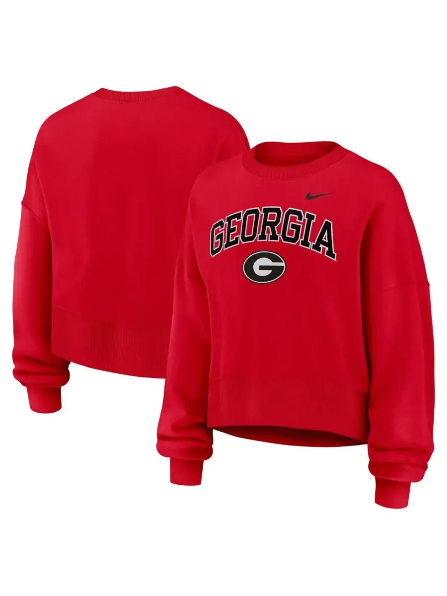 Nike Женская красная толстовка-пуловер Georgia Bulldogs Oversized Phoenix Arch с изображением