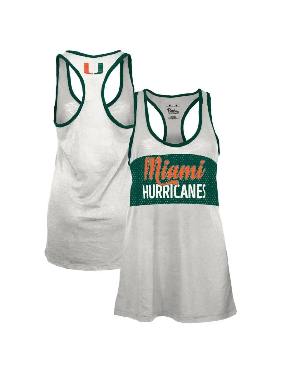 Pressbox Женская бело-зеленая майка-борцовка Miami Hurricanes Tracy с выгоревшей спиной