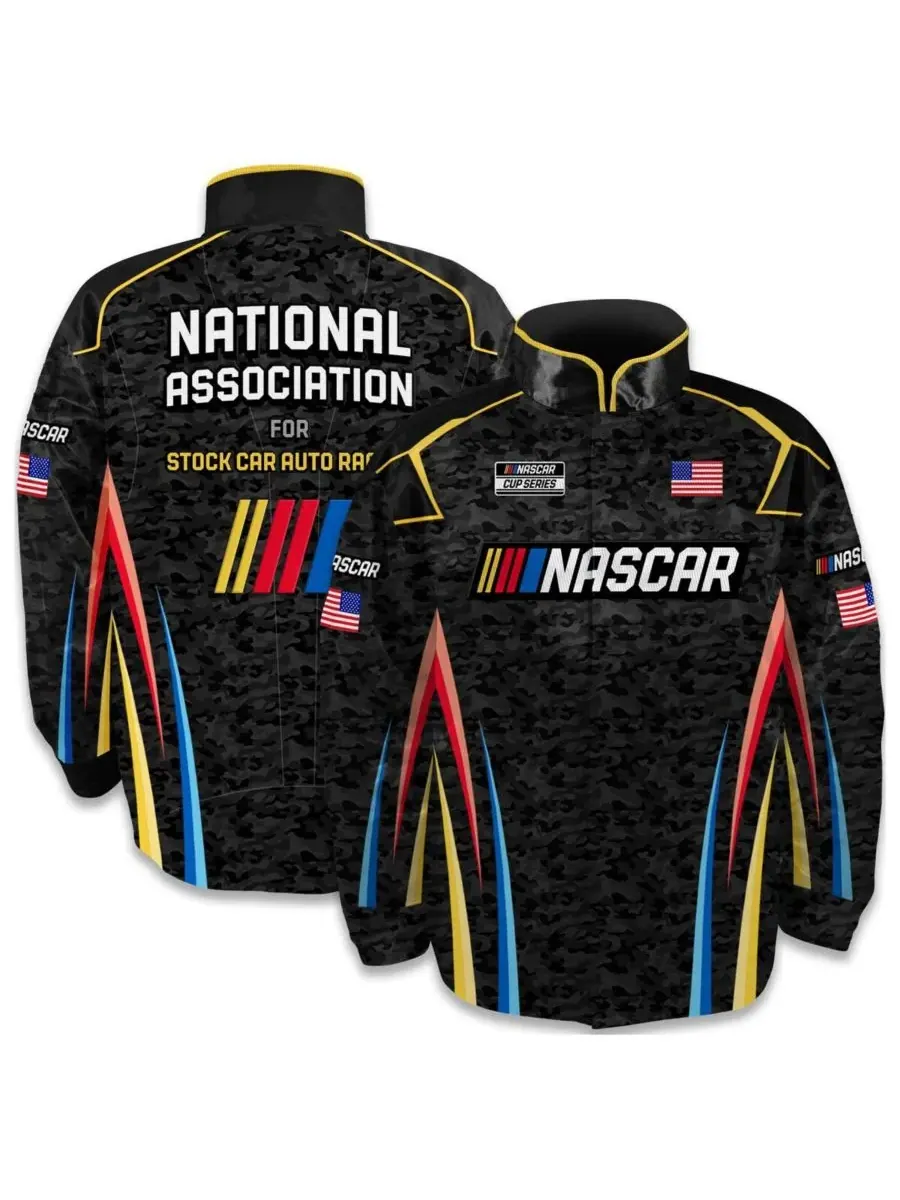 Checkered Flag Sports Мужская черная нейлоновая форменная куртка NASCAR с застежкой на кнопках