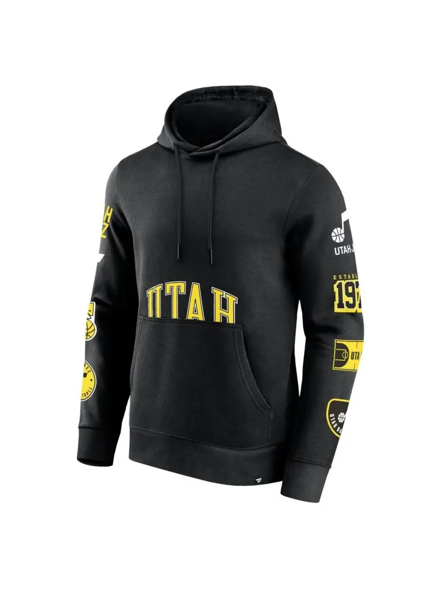Fanatics Мужская черная толстовка с капюшоном Utah Jazz Home Court — изображение 2 из 3, черный