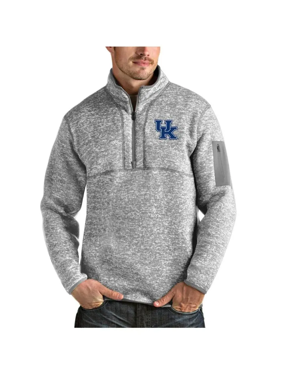Antigua Мужская серая меланжевая куртка-пуловер Kentucky Wildcats Fortune с половинной молнией