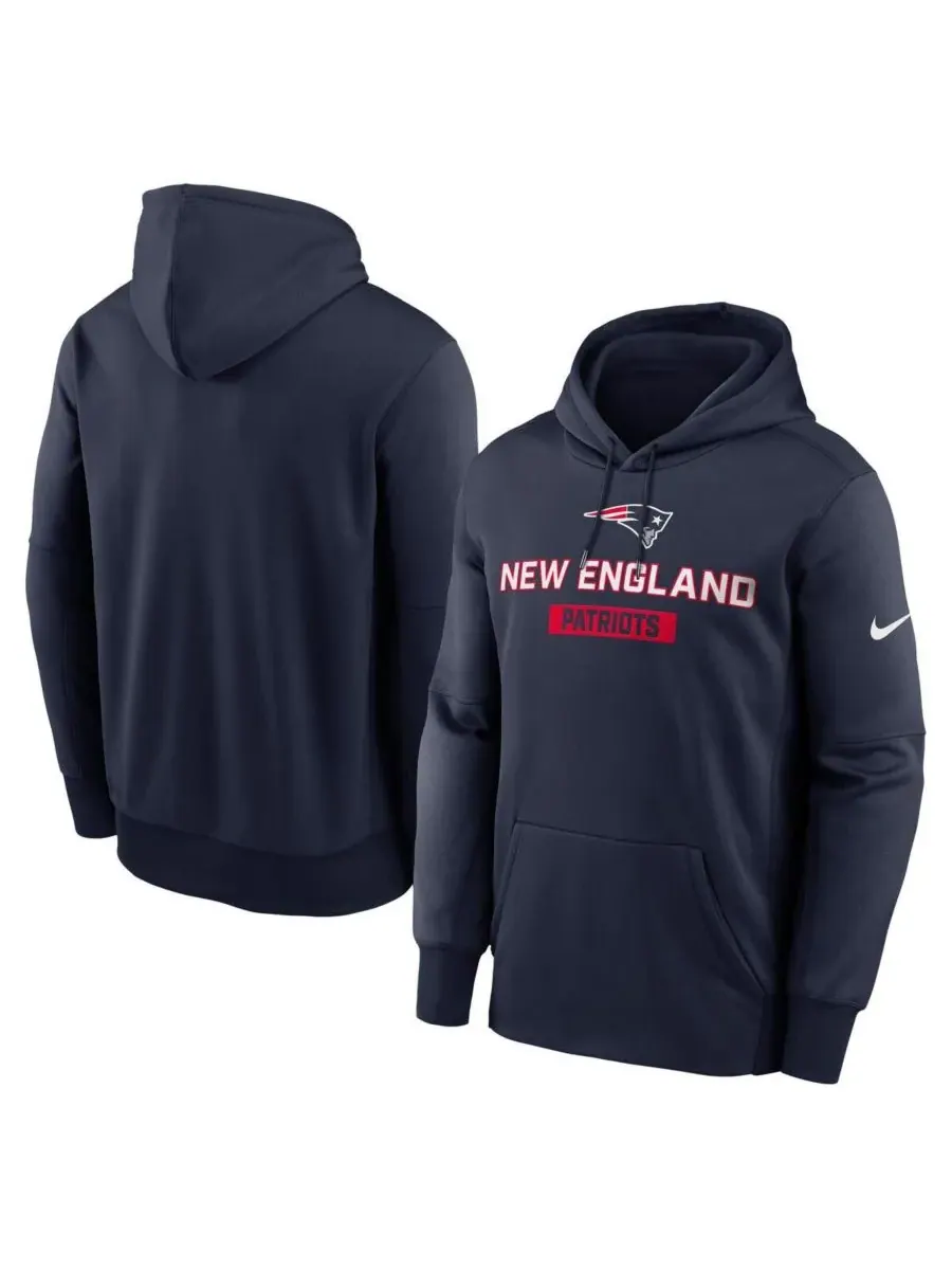 Nike Мужская темно-синяя толстовка с капюшоном New England Patriots Toss Sweep Performance Pullover
